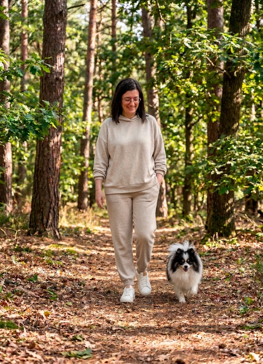 Dominique Beaudouin en promenade en foret